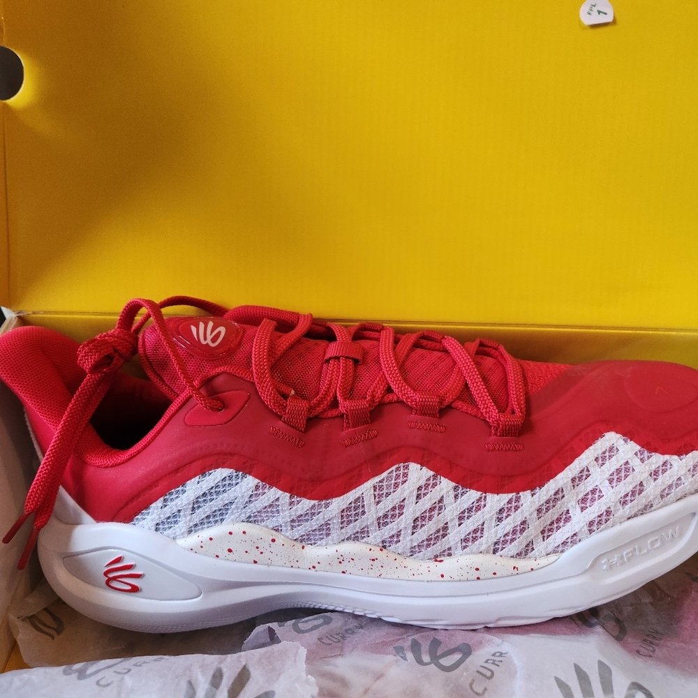 Curry Flow Red and White Sneakers.     ""SOLD""